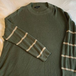 Mock Neck and Striped Arm AE Sweater
